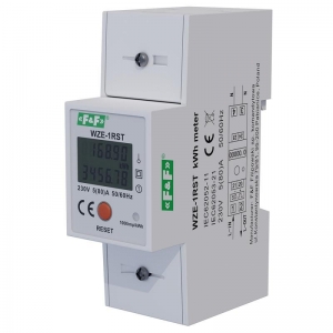 Licznik energii elektrycznej F&F WZE-1RST jednofazowy z kasowalnym dodatkowym wskazaniem 5(80)A 230V na szynę DIN - wysyłka w 24h