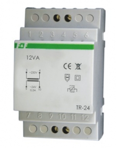 Transformator sieciowy F&F TR-24 12VA 230/24V AC na szynę DIN - wysyłka w 24h