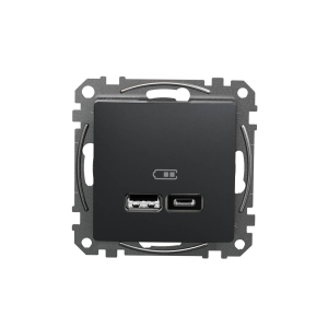 Gniazdo ładowania USB Schneider Sedna Design SDD114402 A+C 2,1A czarny antracyt Design & Elements - wysyłka w 24h