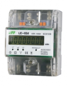 Licznik energii elektrycznej F&F LE-02D trójfazowy 5/80A 230/400V AC MID na szynę DIN - wysyłka w 24h