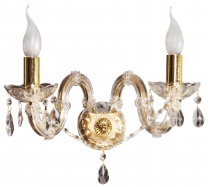 Candellux Maria Teresa 33-94639 lampa kinkiet ścienny pałacowy świecznik świeczki świece kryształy rustykalna 2 ramiona E14 2x40W złota - wysyłka w 24h