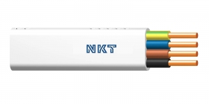 Przewód NKT YDYp 4x1,5mm2 Lumen 100szt. = krążek 100mb instalacyjny płaski 450/750V biały z żyłą niebieską - wysyłka w 24h