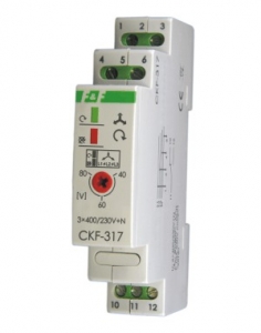 Przekaźnik kolejności i zaniku faz F&F CKF-317 10A 1NO/NC opóźnienie 4s asymetria 40-80V na szynę DIN - wysyłka w 24h