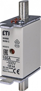 Wkładka bezpiecznikowa ETI Polam NH00C 004181214 gG 100A 500V WT-00C/gG/100A/K/500V zwłoczna - wysyłka w 24h